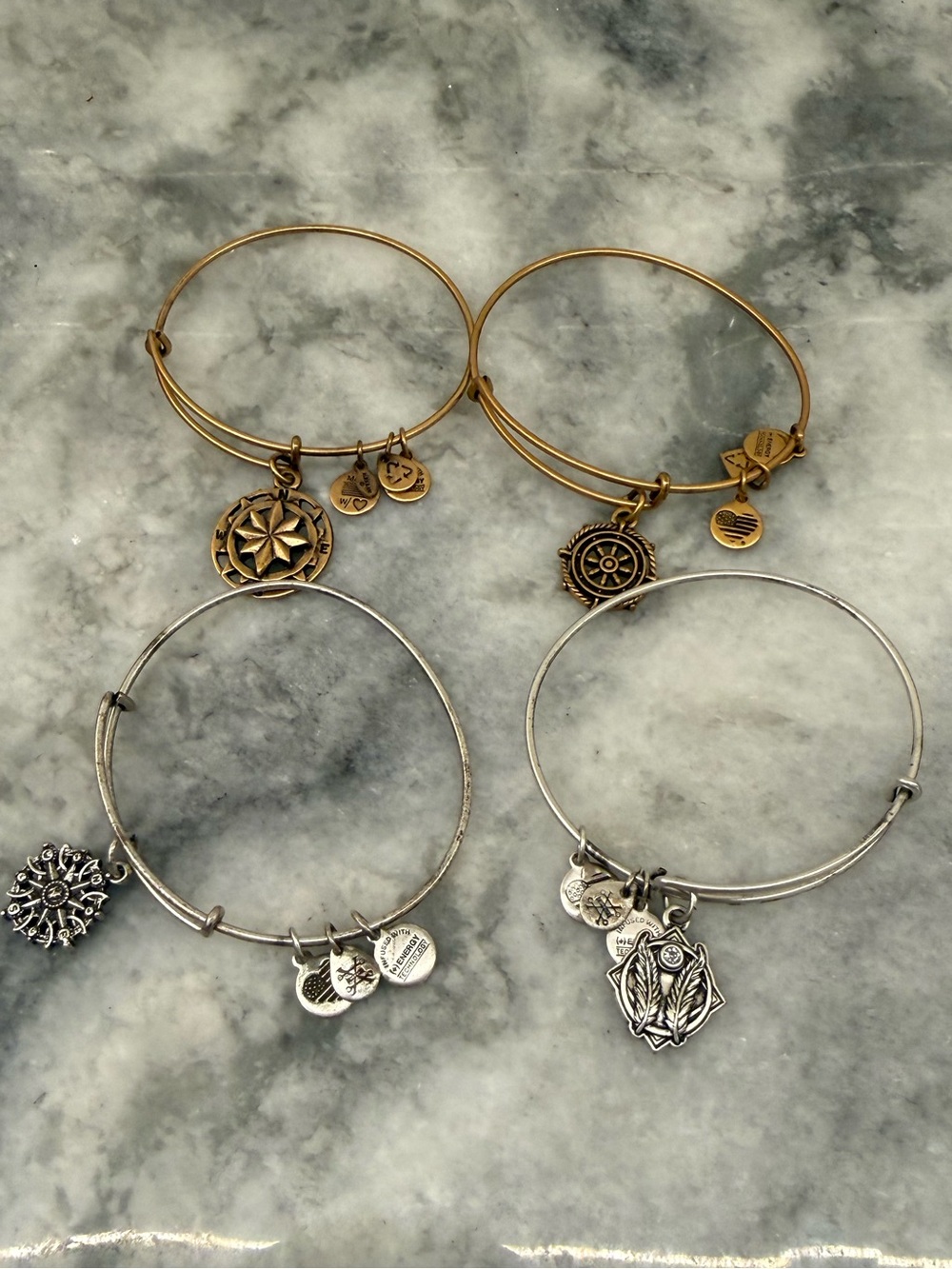Alex and Ani Mixed Metal Charm Bangle Set - Gold & Silver